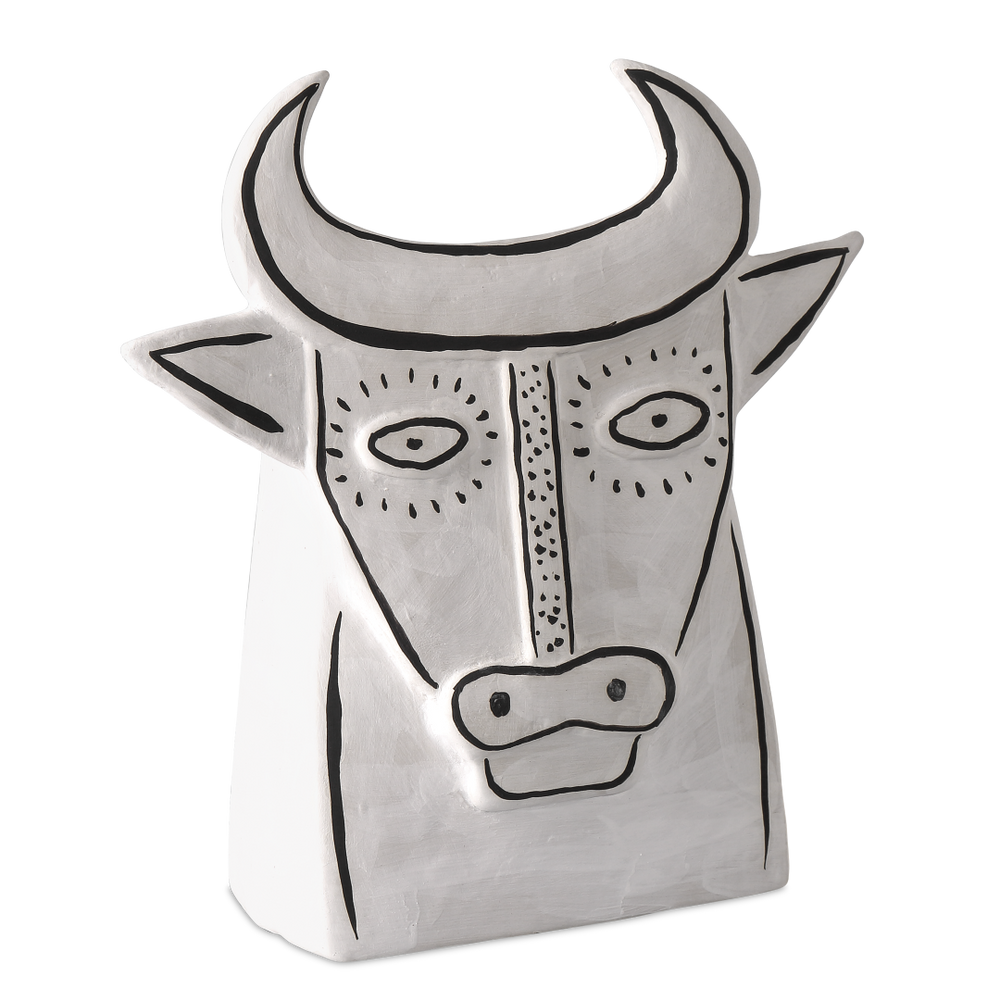Thomas the Bull: Exquisite Handcrafted Porcelain Vessel with Whimsical Black Details – Artful Decor!