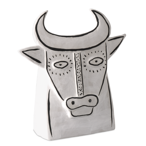 Thomas the Bull: Exquisite Handcrafted Porcelain Vessel with Whimsical Black Details – Artful Decor!