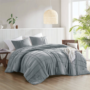English Elm 2-piece Pintuck Pleated Microfiber Comforter Set Hotel Inspired Soft Twin Bedding B035P463226