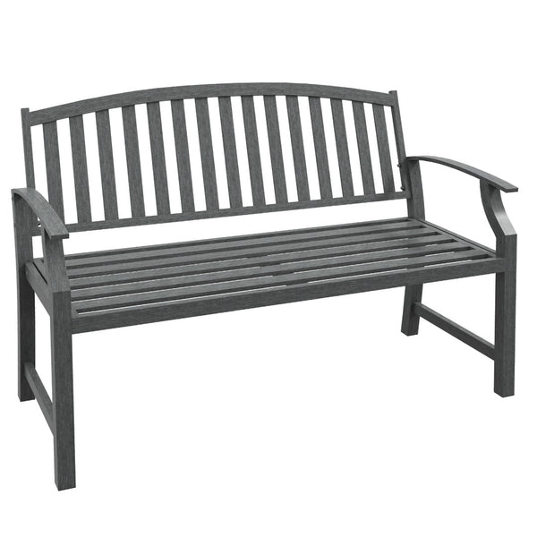 English Elm Outsunny 46" Classic Garden Bench - Durable Metal & Wood Look Design For Patios, Decks & Yards W2225P174065-GIGA