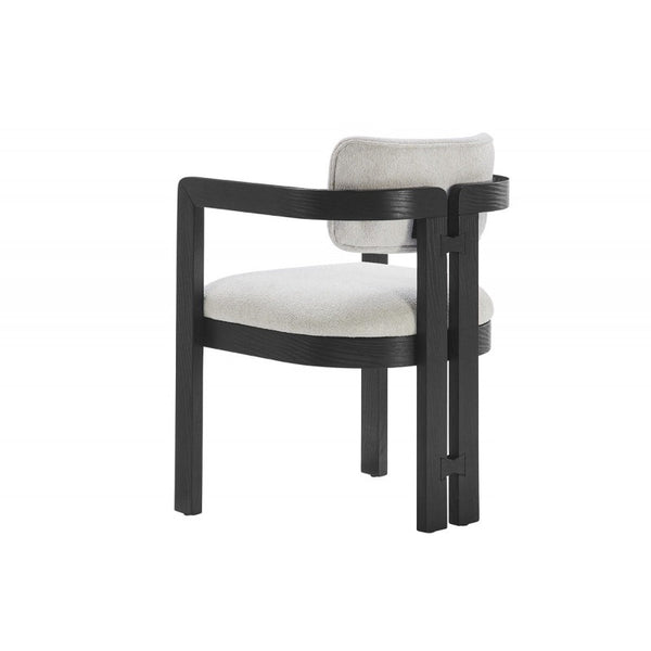 English Elm Modern Rustic Upholstered Dining Arm Chair with Sculptural Fluted Base, Curved Arms & Plush Comfort Black 24.5 L x 25.5 W x 40.5 H B011P366702