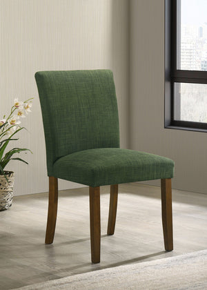 English Elm 2pc Modern Upholstered Dining Side Chairs with Curved Back, Foam Cushion Comfort, Wood Legs Finish Green 38.19 L x 14.17 W x 20.87 H B011P363268