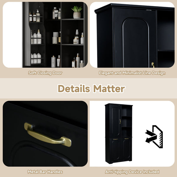 English Elm [video] Freestanding 68 Inch Tall Storage Cabinet with Tilt Out Hampers and Soft Close Door Black N759S427900B