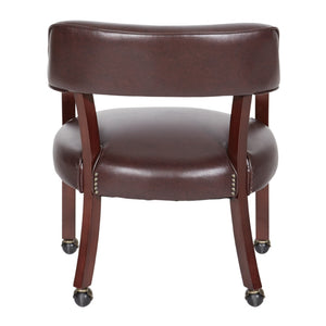 OSP Home Furnishings Traditional Guest Chair with Brass Nailhead Trim Vinyl Upholstery and Rolling Casters TV231-JT4