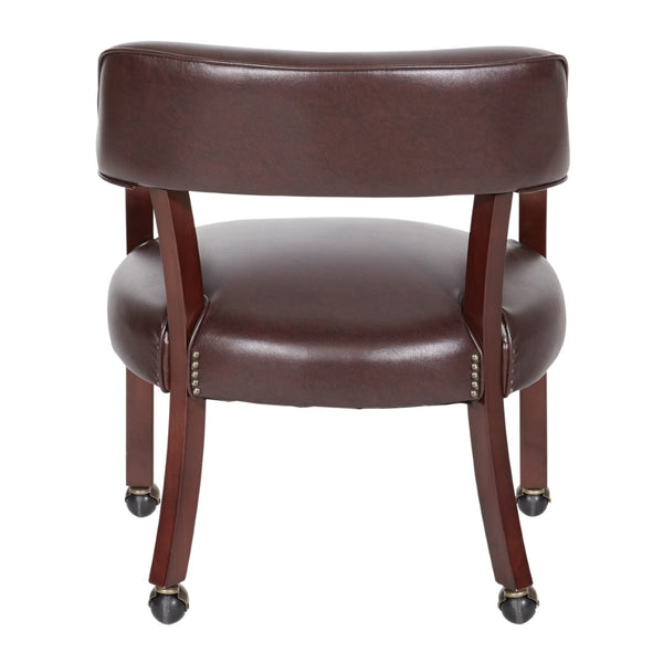OSP Home Furnishings Traditional Guest Chair with Brass Nailhead Trim Vinyl Upholstery and Rolling Casters TV231-JT4