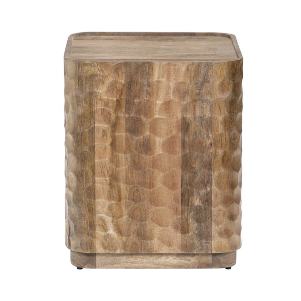 Crestview Collection Coastal Accent Table - Rustic Solid Mango Wood With Unique Dimpled Texture For Modern Living Spaces Brown Solid Wood Cvfnr4816
