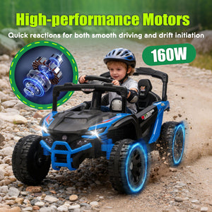 English Elm 24v Kids Utv Ride on with Dual 80w Motors Remote Control and Four Wheel Suspension Blue W1578P342132