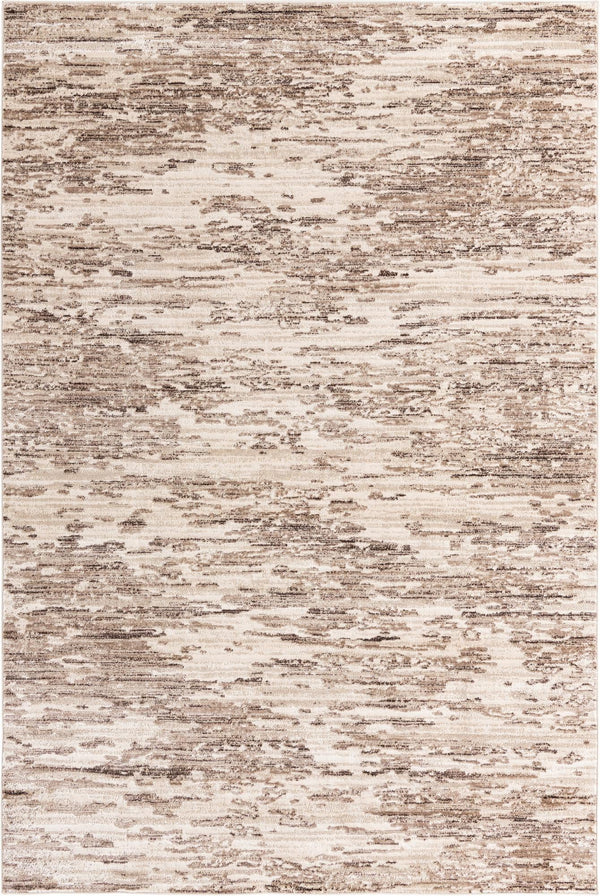 Unique Loom Oasis Water Machine Made Abstract Rug Brown, Beige/Ivory 7' 0" x 10' 0"