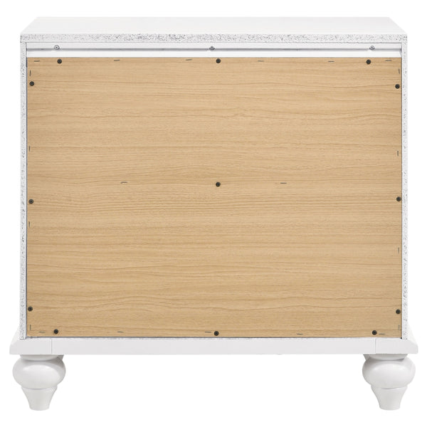 English Elm Barzini White 2-Drawer Nightstand with Faceted Crystal Hardware, Sleek Rectangular Modern Accent Piece B062P344905