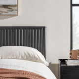 Contemporary Reeded Headboard Solid Wood Queen Bed Black ORLB5CBL Walker Edison