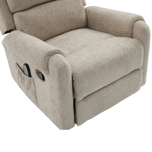 English Elm Manual Recliner Swivel Rocker Massage Chair Chenille Nursery and Living Room Seat Oatmeal N763P347287O