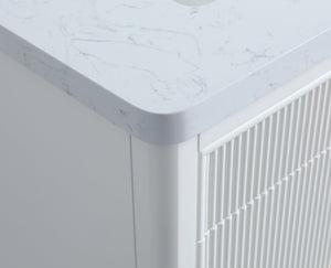 English Elm Fully Assembled 30 Inch Bathroom Vanity Solid Rubberwood Cabinet Carrara Marble Top W1826P439632