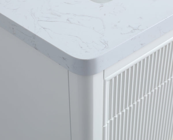 English Elm Fully Assembled 30 Inch Bathroom Vanity Solid Rubberwood Cabinet Carrara Marble Top W1826P439632