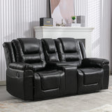 2-Seater Manual Recliner with Storage Box and Cup Holders for Living Room