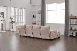 English Elm United We Win U-Shaped Modular Cloud Couch, 110" Chenille Sectional With Memory Foam & Storage W1568S00236-GIGA