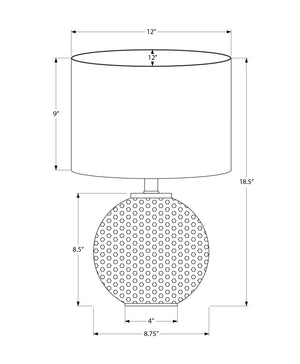 English Elm Lighting, Textured Resin Globe Table Lamp with Ivory Drum Shade, 19" Height, 3-Way Dimmer Elegance Grey 13 L x 13 W x 15 H B2710P220111