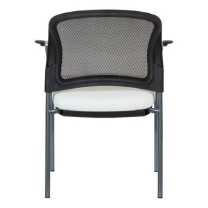 OSP Home Furnishings Progrid Mesh Back Stackable Chair with Titanium Frame for Conference Rooms Snow 86710R-R101