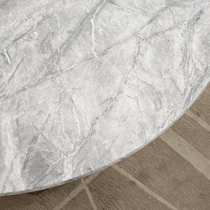 English Elm 47" Round Marble Dining Table - Stylish Faux Marble Top & Durable Stainless Steel Base For Any Space W3456S00004