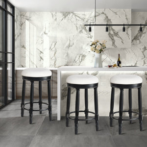 English Elm AGODY 26" Counter Height Swivel Bar Stools Set of 2 with Upholstered Seats and Sturdy Rubberwood Frame Black W2170P208076
