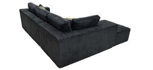 English Elm Full Corduroy Upholstered L-shaped Sectional with Moveable Ottoman Ready to Use Black B2748S00058