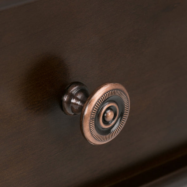 English Elm Carlton Handcrafted Home Office Desk in Dark Tobacco Brown — Solid Wood, Flip-Down Drawer, Compact Stylish Workstation B136P158137