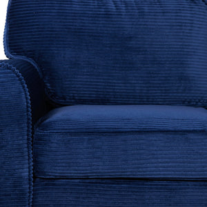 English Elm 57" Corduroy Two Seater Sofa Removable Cushions Solid Wood Frame Compact Living Room Blue W2715P433632