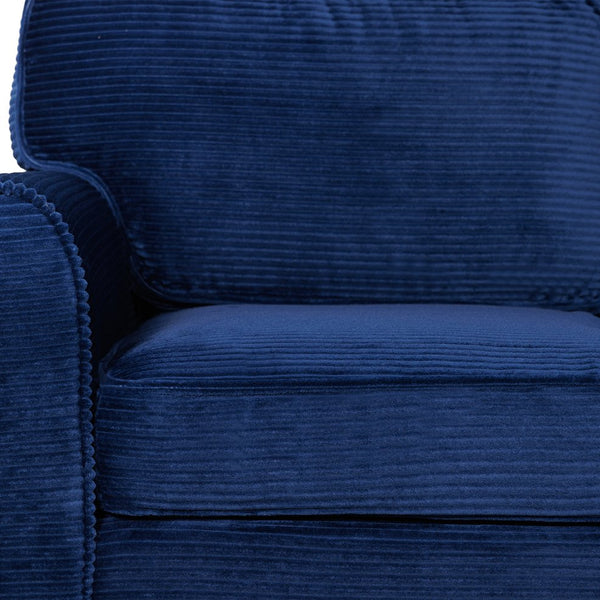 English Elm 57" Corduroy Two Seater Sofa Removable Cushions Solid Wood Frame Compact Living Room Blue W2715P433632