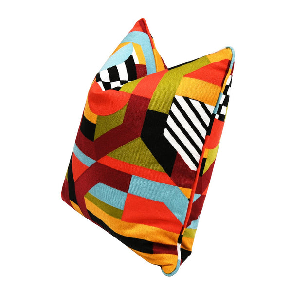 English Elm Jennifer Taylor Home - La Broderie Embroidered 20" Square Throw Pillow with Feather Down Insert, Colorpop Multicolor Luxe Texture B2719P238139