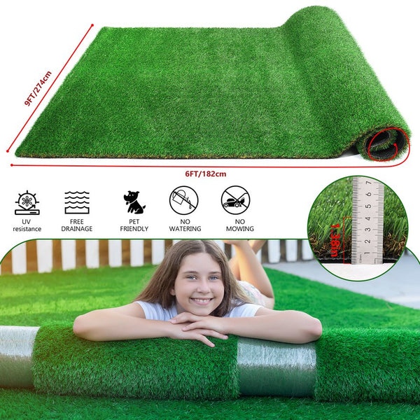 English Elm 6ftx9ft Outdoor Synthetic Turf Runner Rug Patio Balcony Pet Friendly Drain Mat W1790P351208
