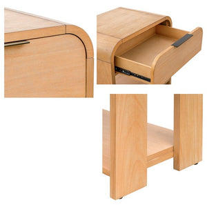 English Elm Modern One Drawer Waterfall Nightstand in Caramel Maple Finish, Solid Wood Frame, Compact 26"W x16"D x24"H Elegance B035P203223