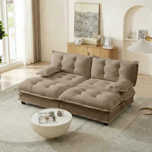 English Elm 77" Chenille Modular Cloud Sofa Plush Deep Seat Sectional with Ottomans for Living Room Light Coffee W714S01693