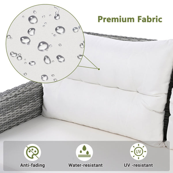 English Elm Outdoor Rattan Furniture Set With Adjustable Recliners, Versatile Tables, And Ottomans For Patios N719Z000120A-GIGA