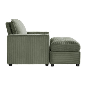 English Elm Christopher Knight Home® - 42.8" Oversized Chaise Lounge with Storage Ottoman, Corduroy Upholstery, USB Port & Cup Holders for Cozy Living Space Green N765P350851N