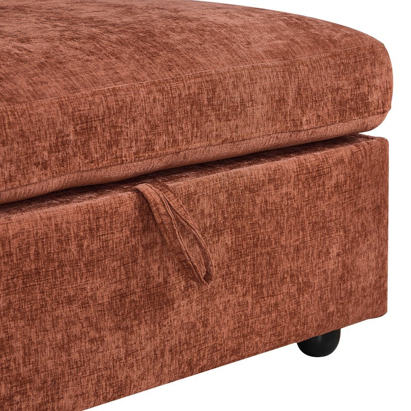 English Elm Yr2169bg-2p-2ot,lr,right,arm,ot*2 Chenille Fleece Right Arm Sectional Piece with Spring Support Brown W308S00182