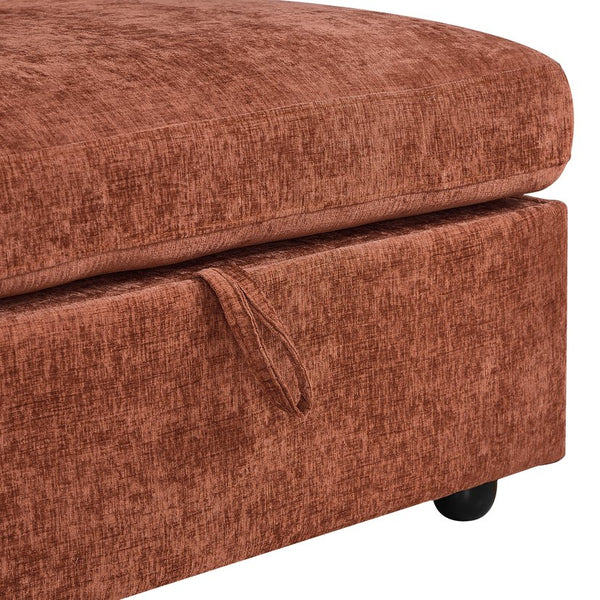 English Elm Yr2169bg-2p-2ot,lr,right,arm,ot*2 Chenille Fleece Right Arm Sectional Piece with Spring Support Brown W308S00182