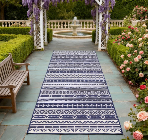 English Elm Patio Outdoor Rug Reversible Geometric Polypropylene Waterproof with Carry Bag T3971P421263