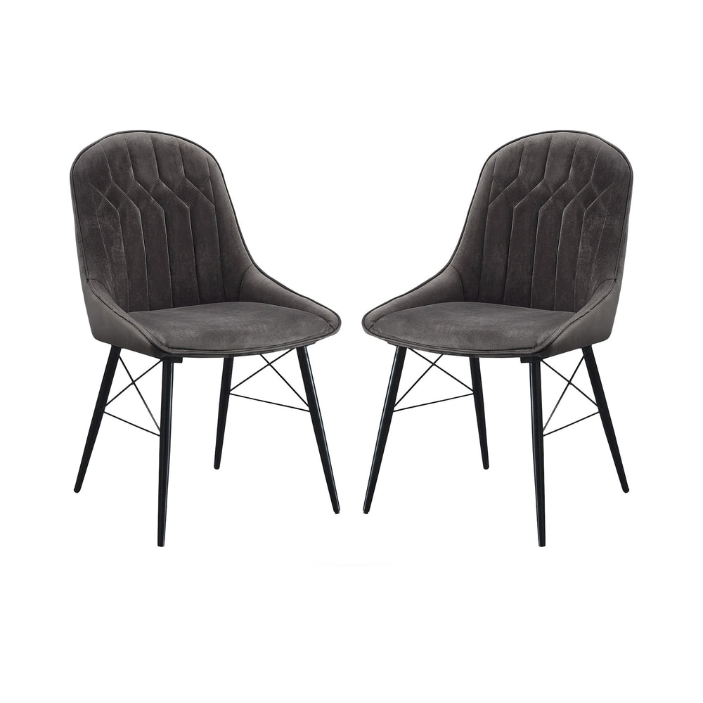 English Elm Modern Channel Tufted Fabric Dining Chairs Set of 2 with Splayed Metal Legs B2770P494943