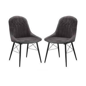English Elm Modern Channel Tufted Fabric Dining Chairs Set of 2 with Splayed Metal Legs B2770P494943