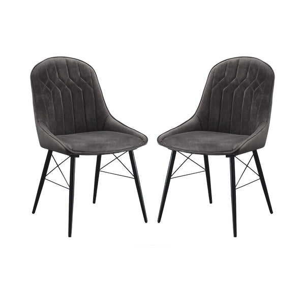 English Elm Modern Channel Tufted Fabric Dining Chairs Set of 2 with Splayed Metal Legs B2770P494943