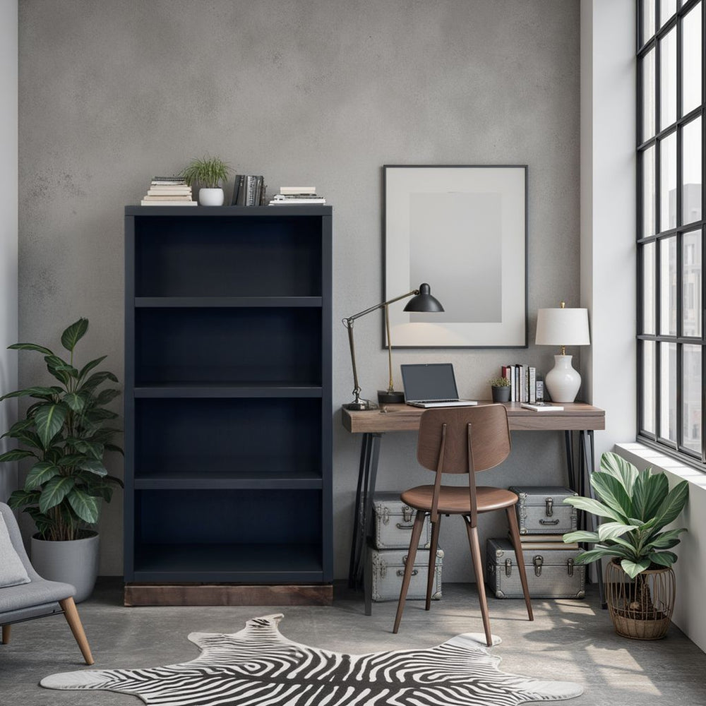 English Elm Nora Modular 60" High Bookshelf – Fully Assembled Two-Tone Alder & Poplar Shelving for Stylish Storage Black B108P345204
