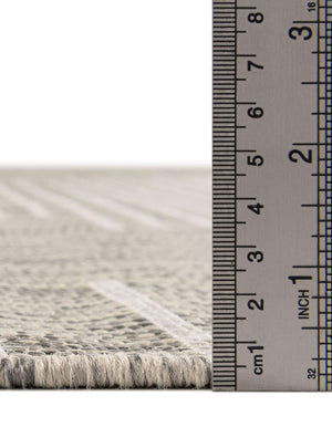 Unique Loom Outdoor Modern Tambor Machine Made Lines Rug Gray, Ivory 10' 8" x 10' 8"