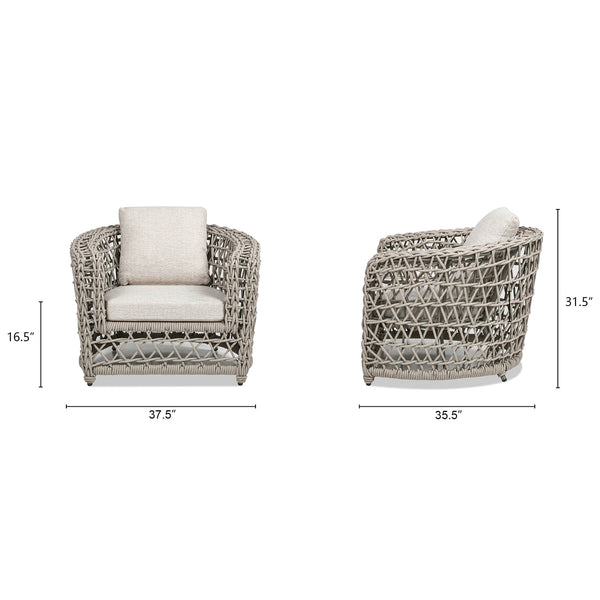 English Elm Jennifer Taylor Home - Everly Barrel Patio Arm Chair with 37.5" W Woven Olefin Frame, Quick-Dry Foam & Removable Covers B2719P245982