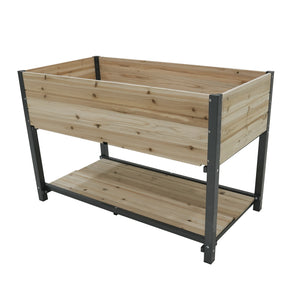 English Elm New Iron and Wood Raised Garden Bed with Drainage Ergonomic Height Outdoor Planter W1431P176217