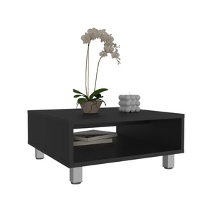 English Elm Eclipse low 10" modern square coffee table with open shelf, compact particleboard design for style and storage Black 12.9 L x 64 W x 7 H B070P254753