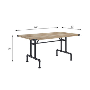 English Elm Oak Contemporary Dining Table With Sandy Black Metal Legs - Durable, Stylish, & Easy To Care For B062P209308
