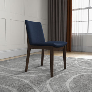 English Elm Laura Solid Wood Linen Seat Dining Chairs Mid Century Tapered Leg Set of Two B183P231973