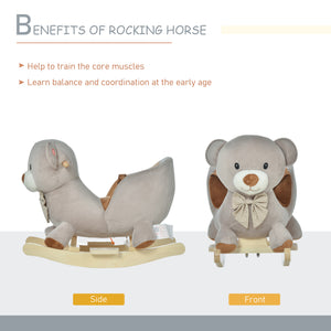 English Elm Qaba Plush Bear Toddler Rocker with Wooden Base Sound Feature and Safety Belt W2225P229171