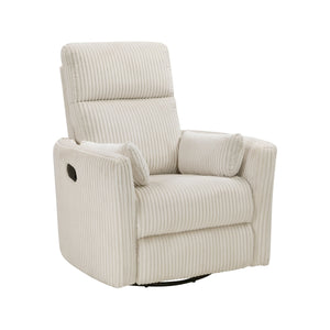 English Elm Beige Corduroy Reclining Swivel Glider Chair with 360° Rotation, Plush Cushioning & Smooth Motion B011P383305