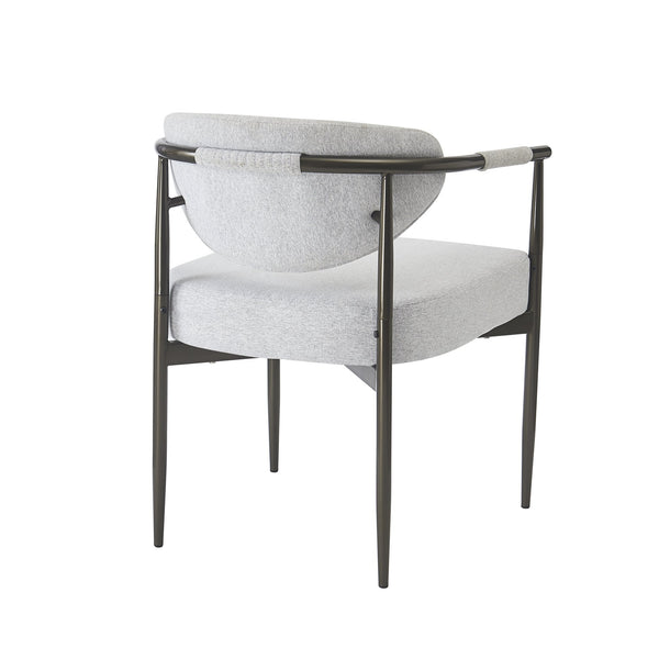 English Elm Modern Upholstered Armchair Set Two Beige Cushioned Seats with Bronze Iron Legs N762P329075A