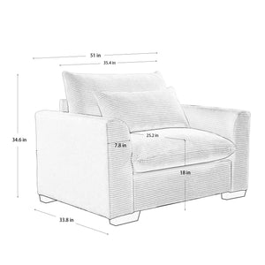 English Elm Beige Corduroy Deep Seat Accent Chair - Plush Comfort With Lumbar Support For Living Rooms & Offices W714S00635